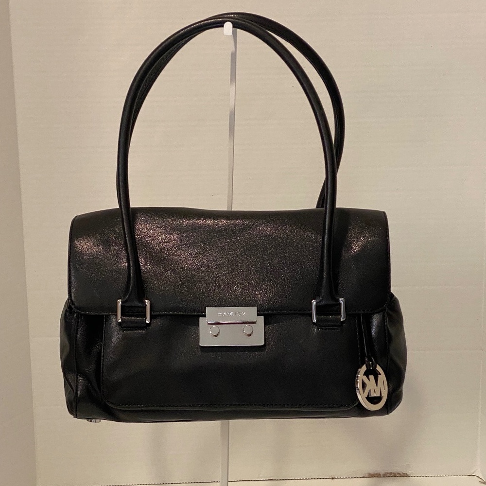 NWT MICHAEL Michael Kors sloan large black leather shoulder satchel